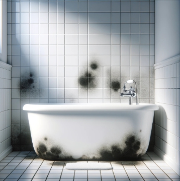 お風呂に発生した黒カビ