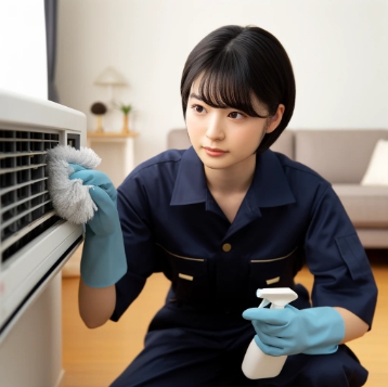 エアコンクリーニングを行うスタッフ