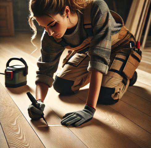 床傷をリペアするスタッフ